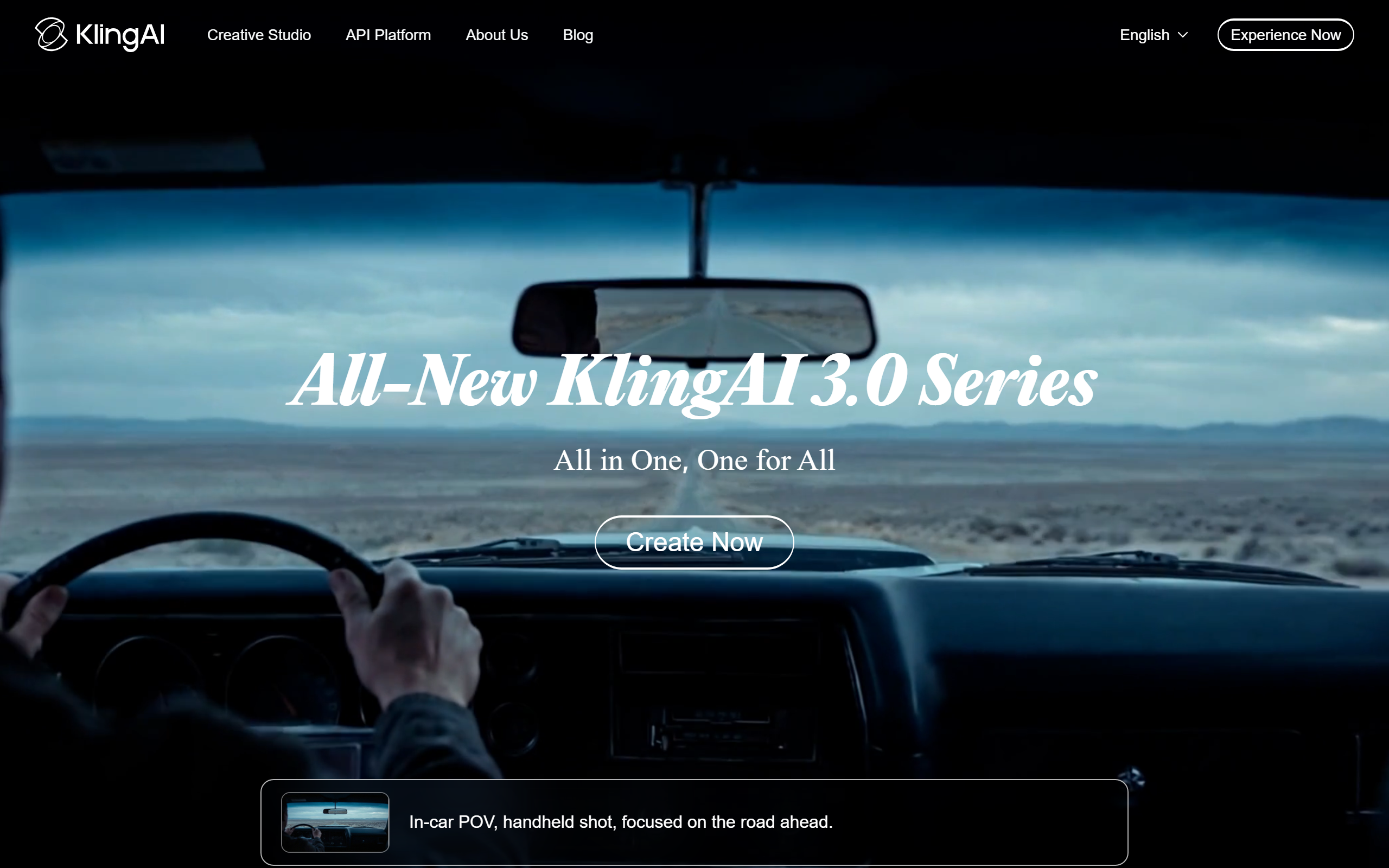 Kling AI homepage — generative AI video and image studio