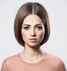 Bob haircut — blunt one-length cut ending at the jaw, smooth and rounded, front view