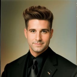 Pompadour — tall glossy volume swept up and back, sides kept short and neat