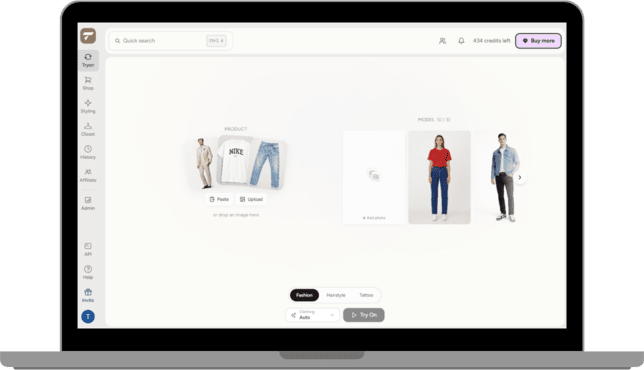 The TryItOn wardrobe on a laptop