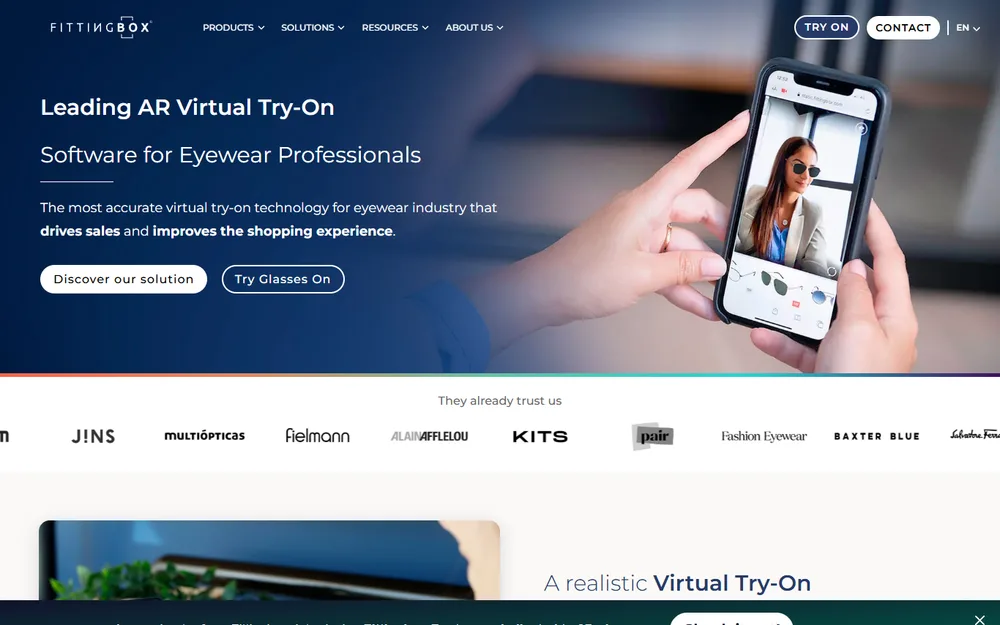 Fittingbox — virtual try-on for Shopify (homepage)