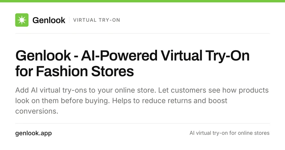 GenLook — virtual try-on for Shopify (homepage)